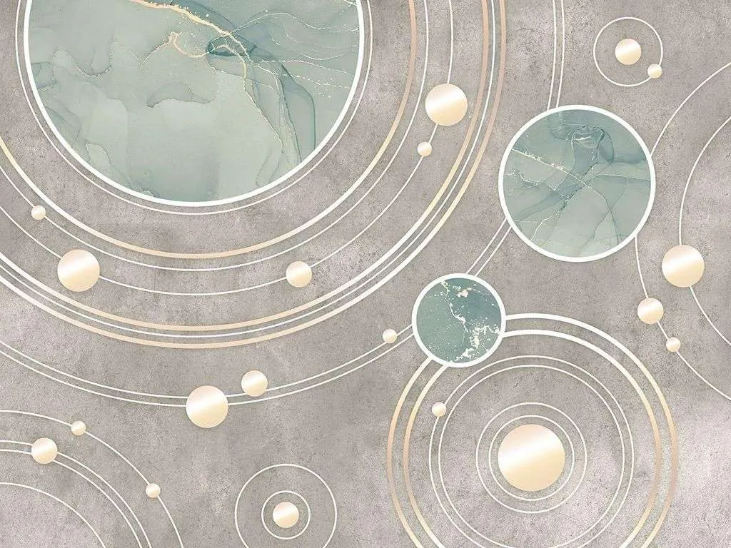 Фотообои в интерьере золотые планеты  9-1702 фото