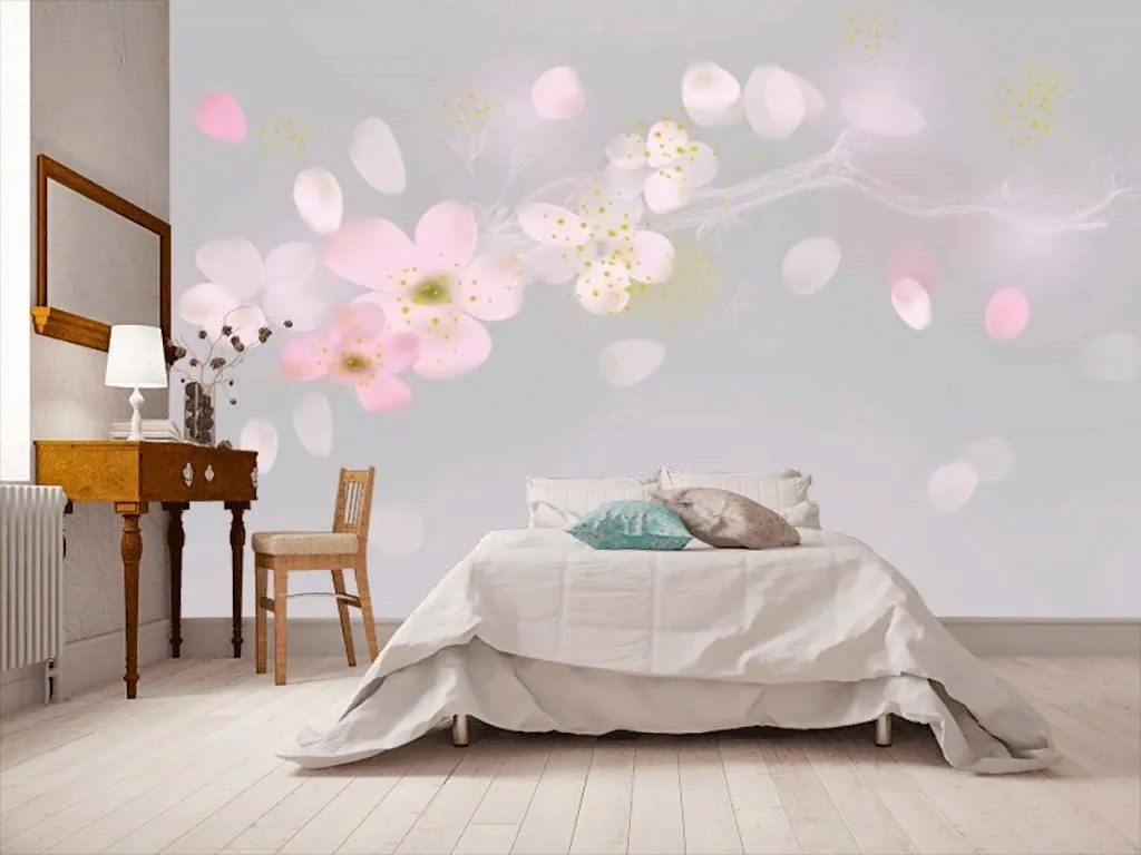 Фотообои в интерьере акварельная сакура  15-736 фото