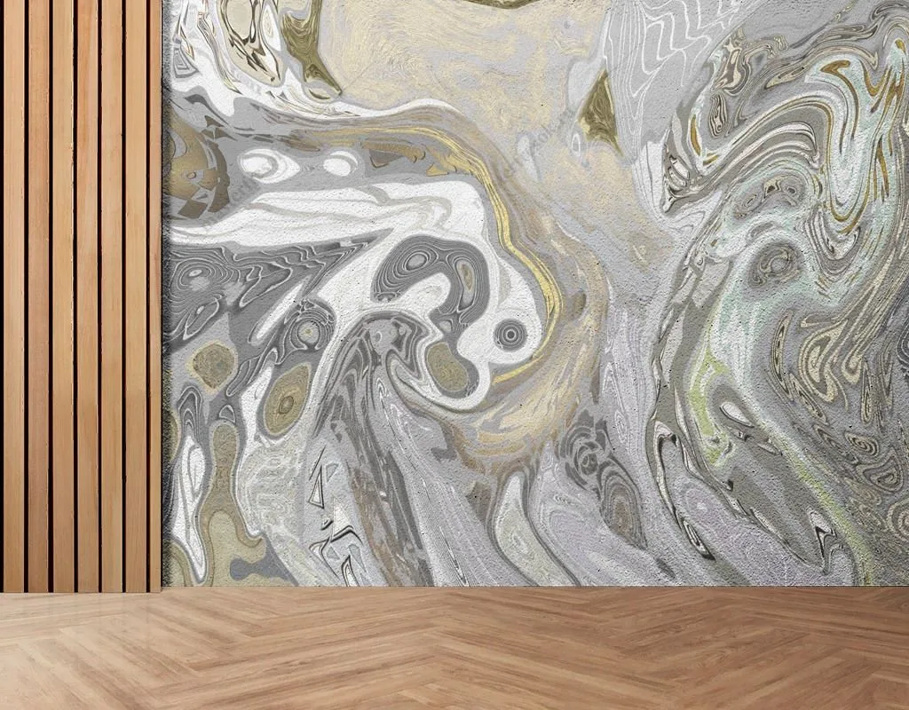 Фотообои в интерьере флюид арт популярный серый  13-606 фото