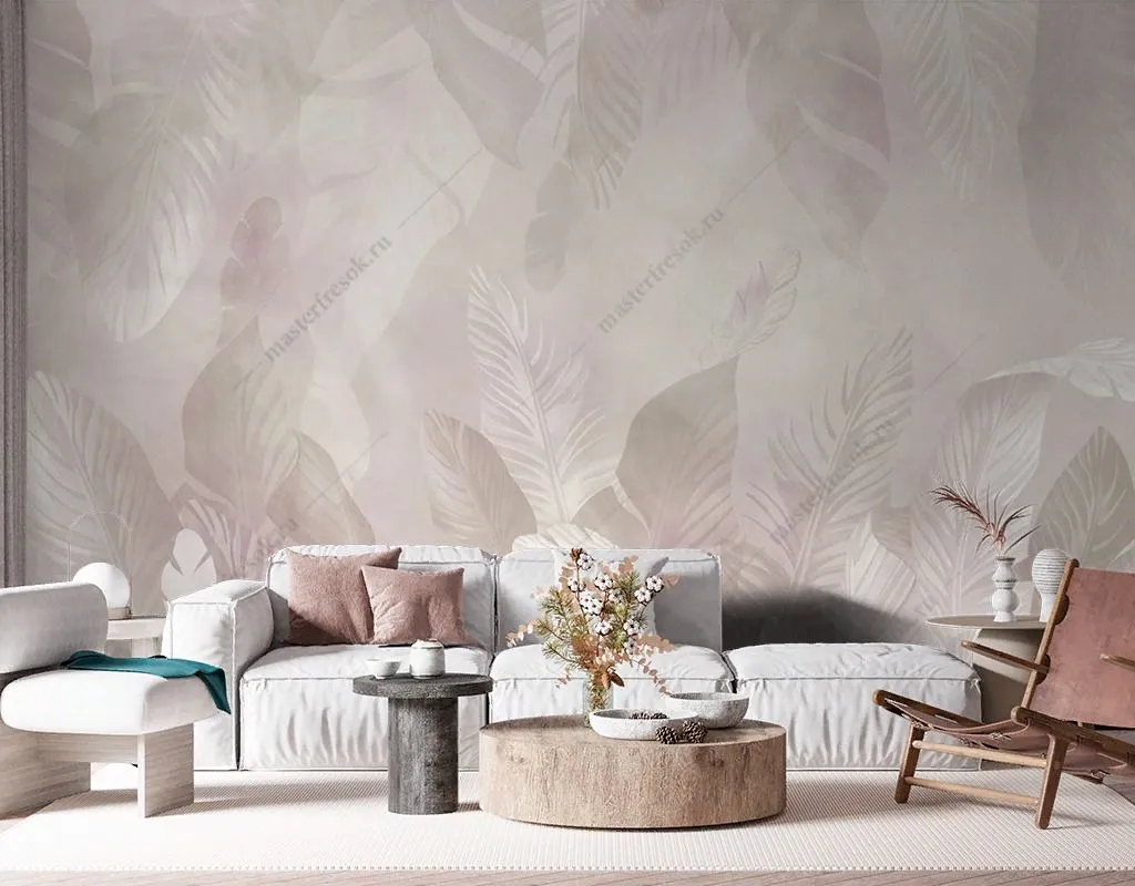 Фотообои в интерьере нежные тропики  14-631 фото