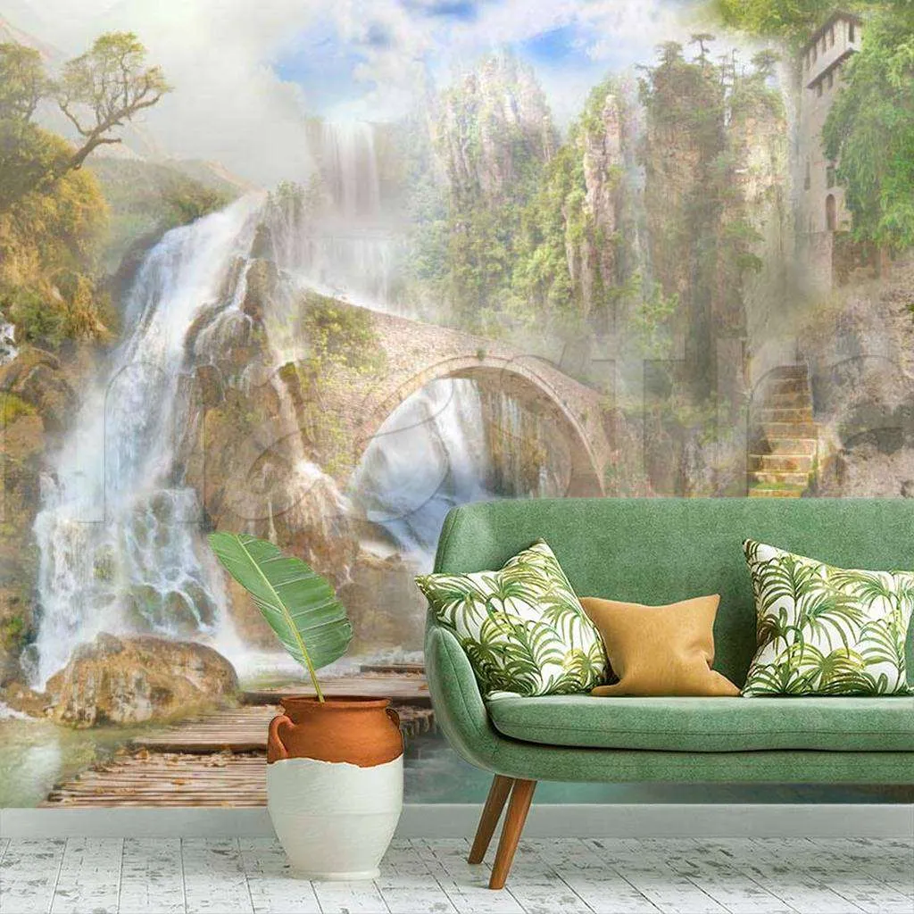 Фотообои Водопады у старого замка  6-049