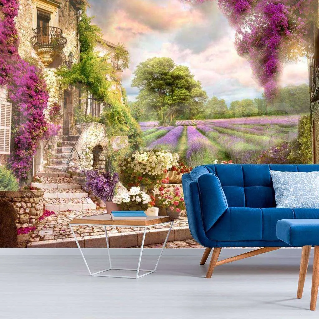 Фотообои Вид с террасы на лавандовое поле  6-026