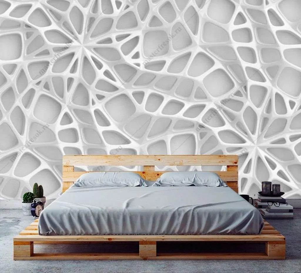 Фотообои в интерьере белая паутина 3д  9-1578 фото