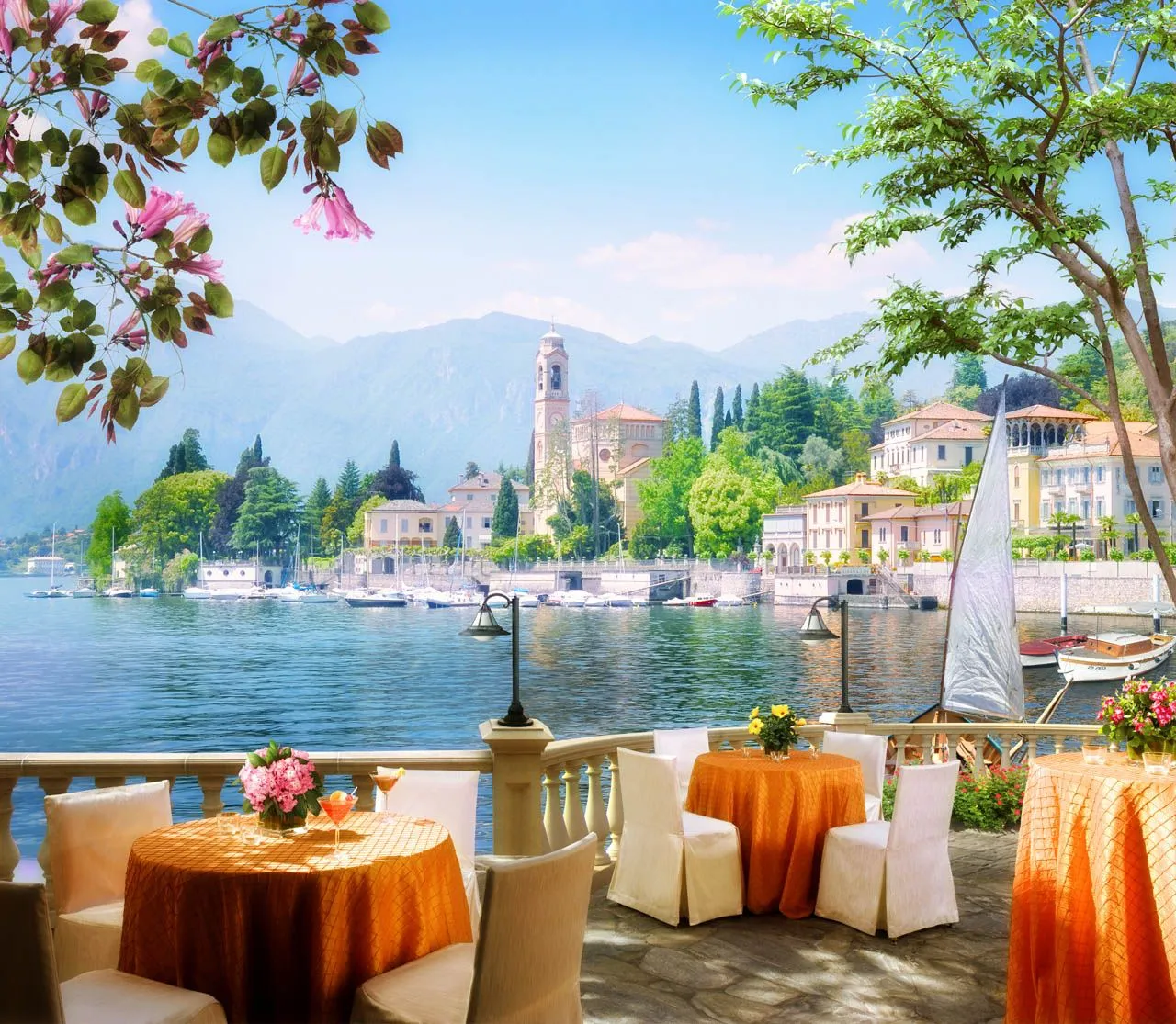 Фотообои в интерьере кафе на террасе  19-0176 фото