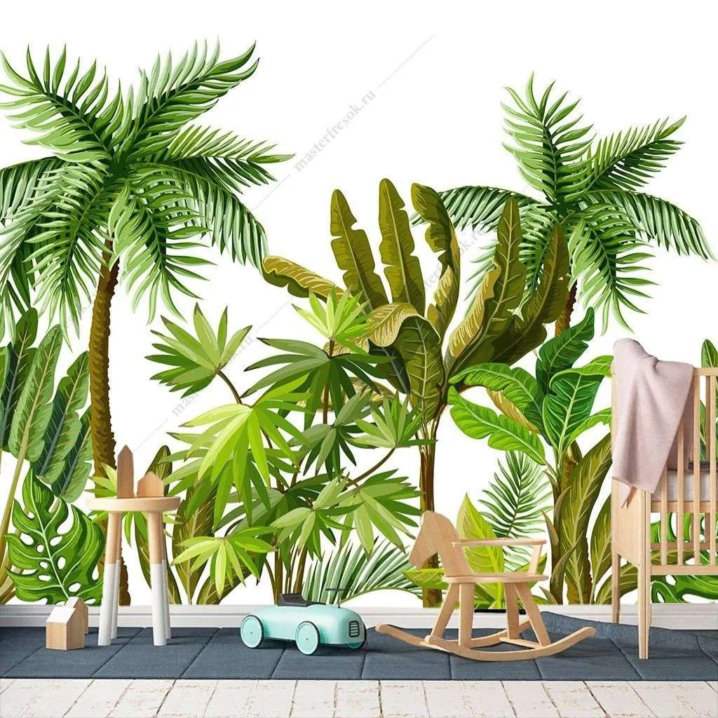Фотообои в интерьере пальмы на белом фоне  9-1640 фото
