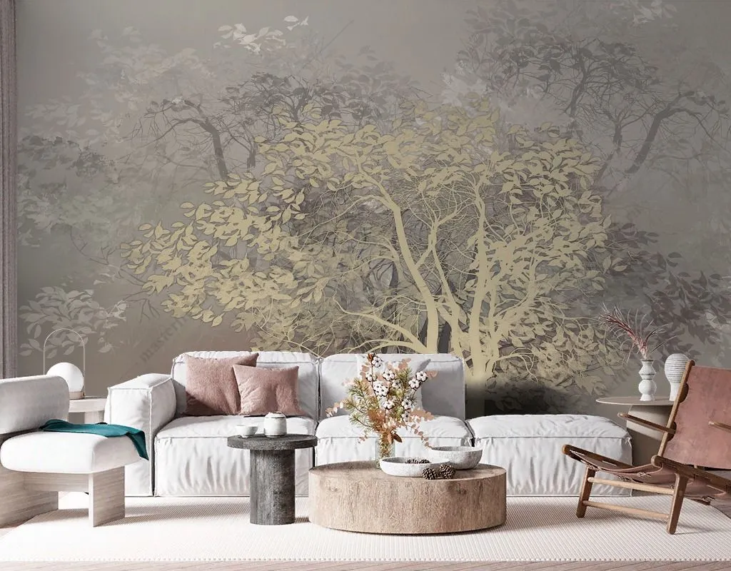 Фотообои в интерьере дерево живопись  13-377 фото