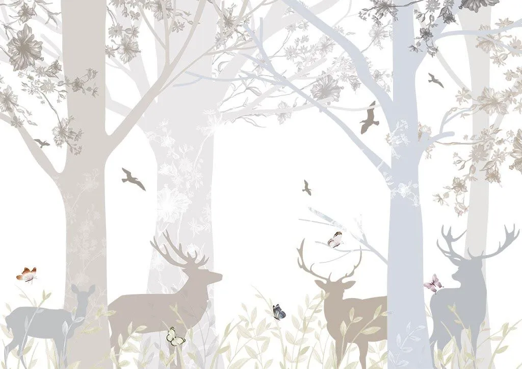 Фотообои в интерьере олени в лесу  14-475 фото