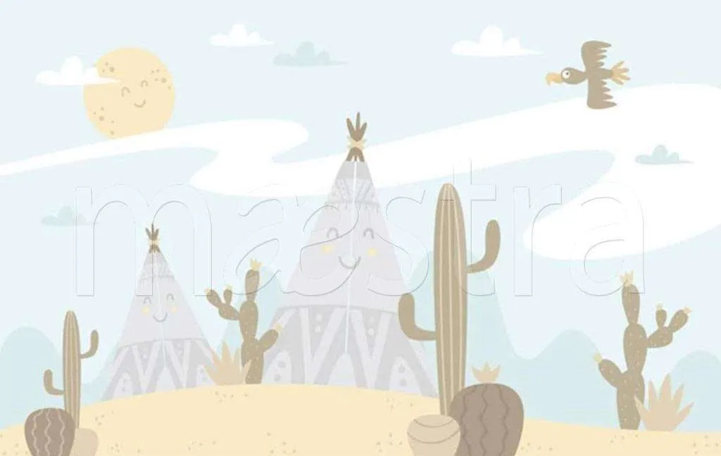 Фотообои в интерьере горы и кактусы  15-134 фото