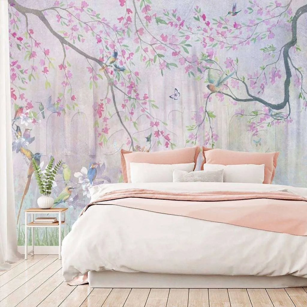 Фотообои в интерьере птички в лесу  7-787 фото