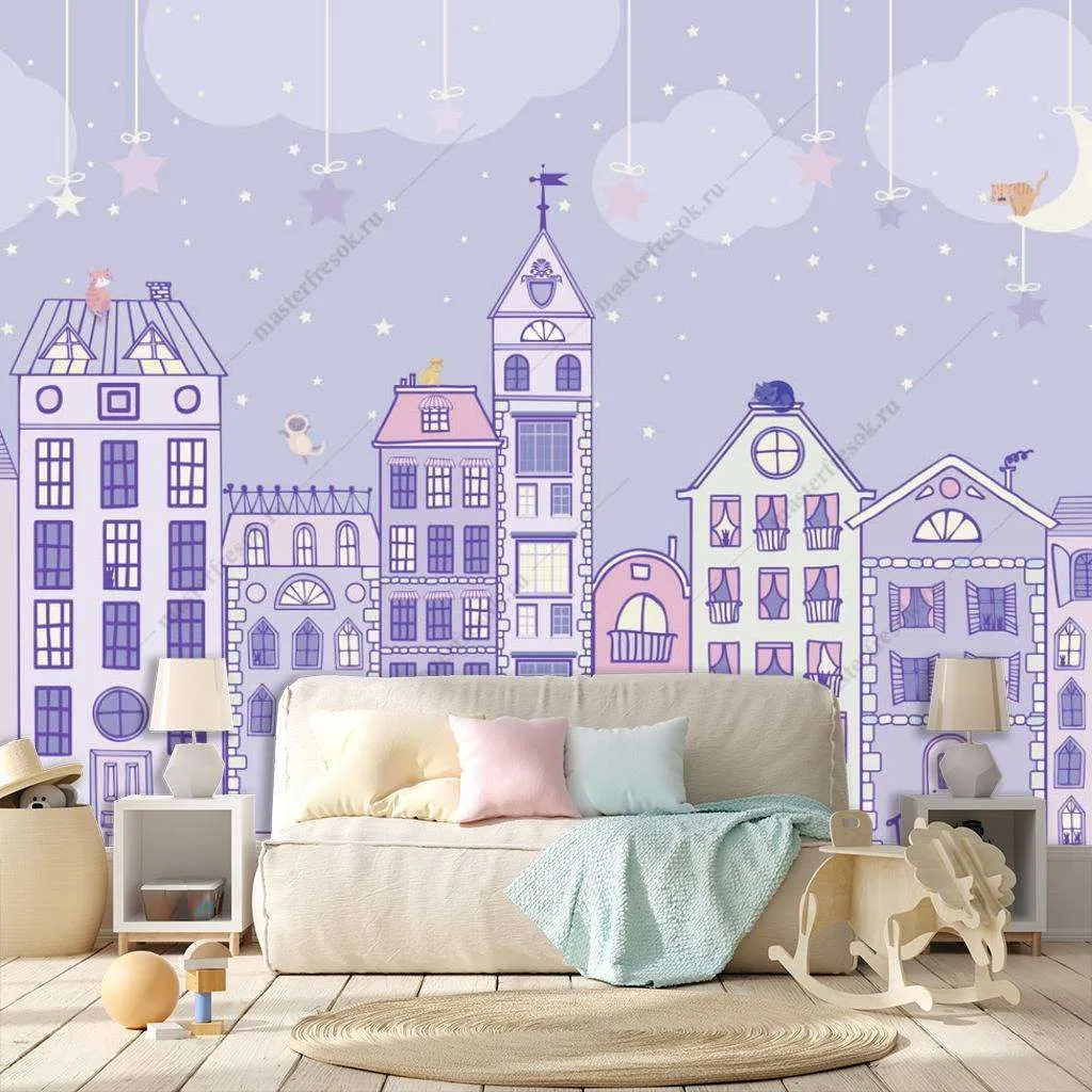 Фотообои в интерьере домики ночью  13-155 фото