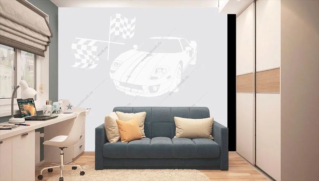 Фотообои в интерьере формула 1  14-510 фото