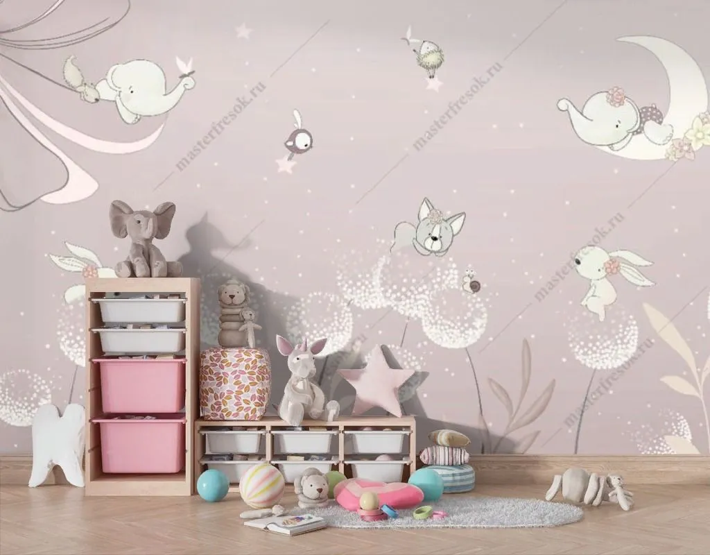 Фотообои в интерьере одуванчики в детскую  14-530 фото