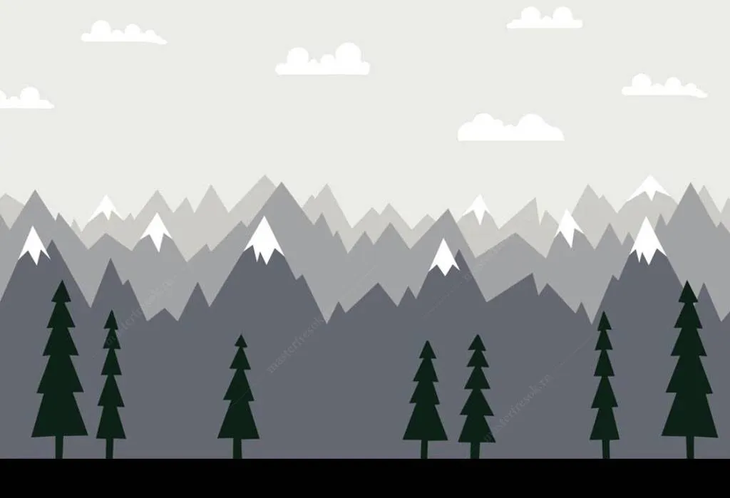 Фотообои в интерьере елки у горы  15-623 фото