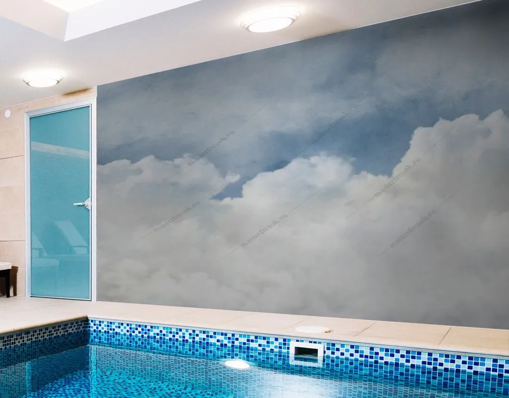 Фотообои в интерьере белоснежные облака  9-1604 фото