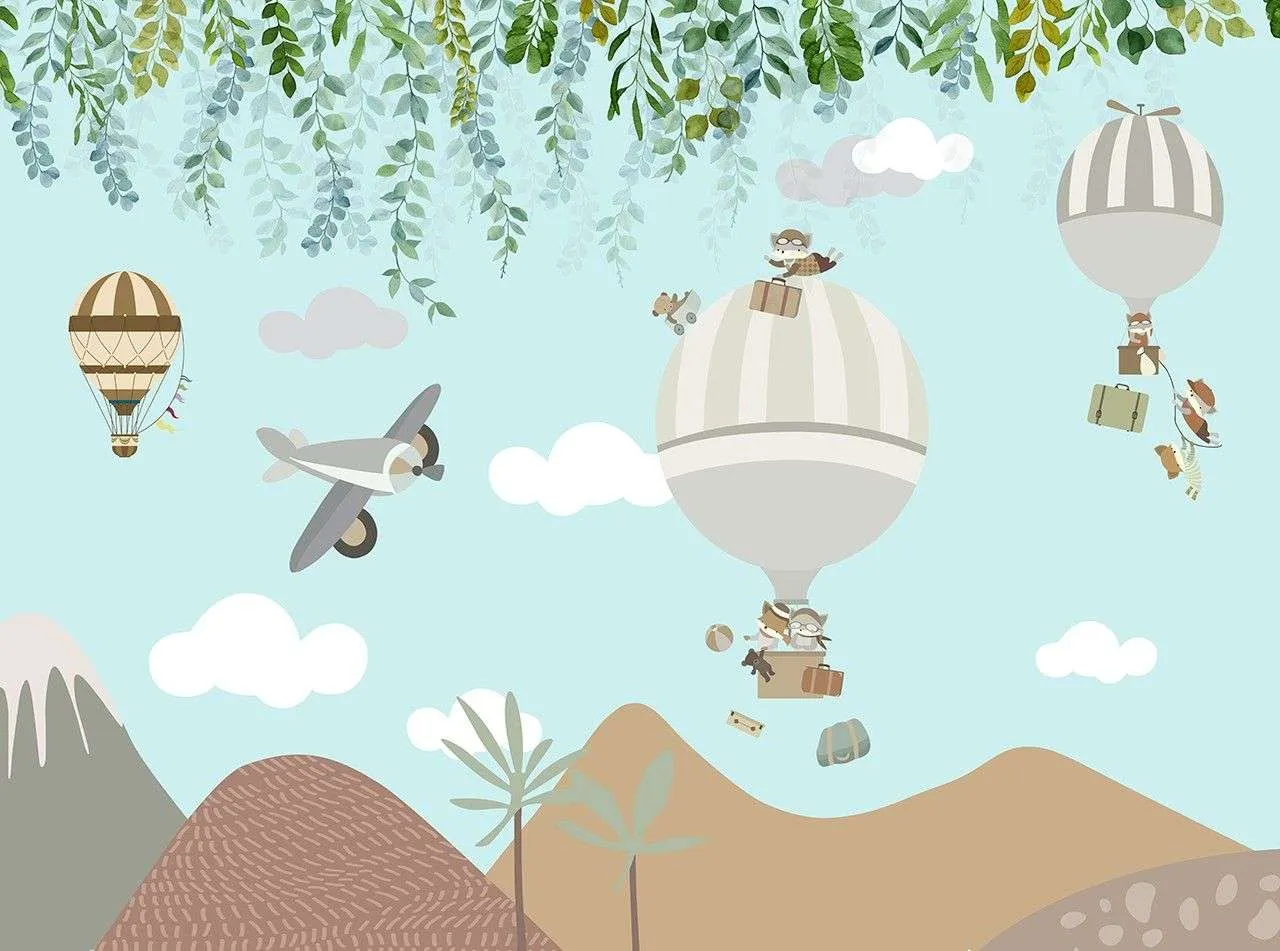 Фотообои в интерьере воздушные шары в детскую  14-494 фото