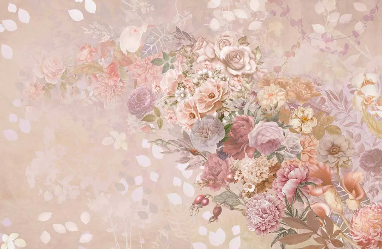 Фотообои в интерьере красивый букет  13-081 фото