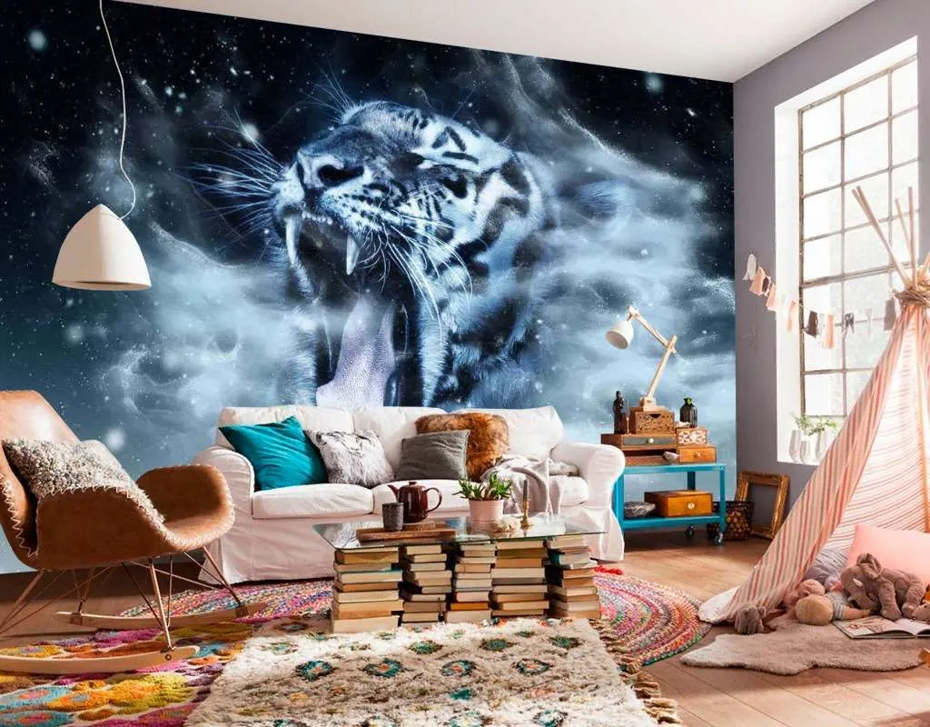 Фотообои Бесшовные обои на стену:  Белый тигр. Артикул: 17-4292  