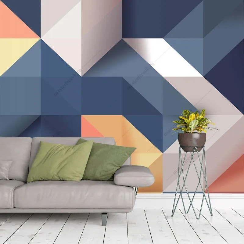 Фотообои в интерьере 3д геометрия  9-1878 фото