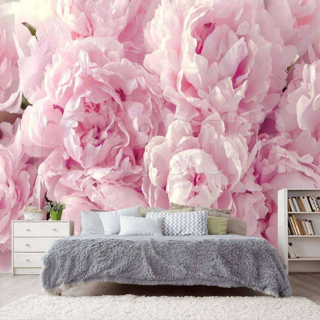 Фотообои в интерьере цветы пионы  9-102 фото