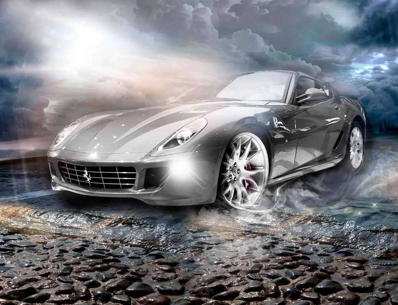 Фотообои в интерьере молниеносная феррари  13-015 фото