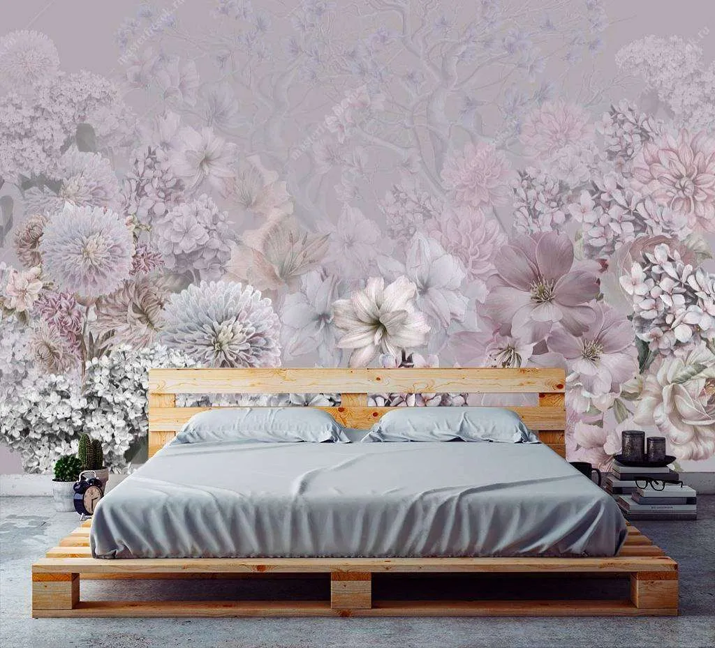 Фотообои в интерьере букет с сиренью  13-100 фото