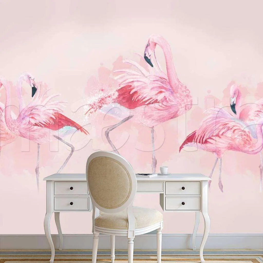 Фотообои Бесшовные обои на стену:  Розовый фламинго. Артикул: 7-963  