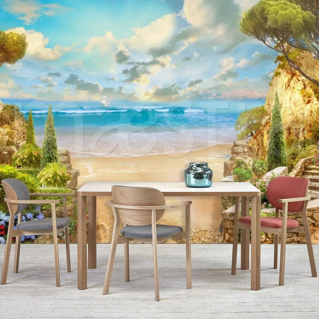 Фотообои в интерьере живописный пляж  5-036 фото