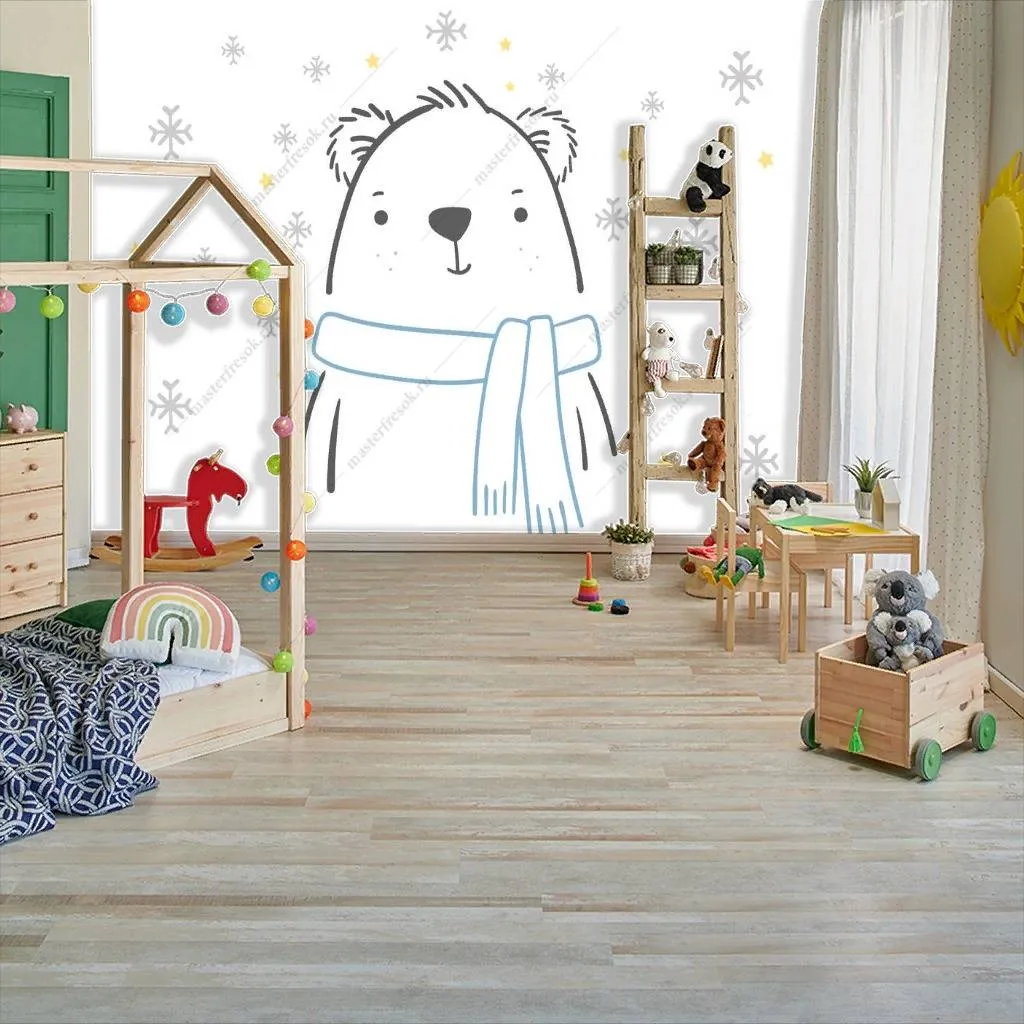 Фотообои Мишка в снежинках  12-881