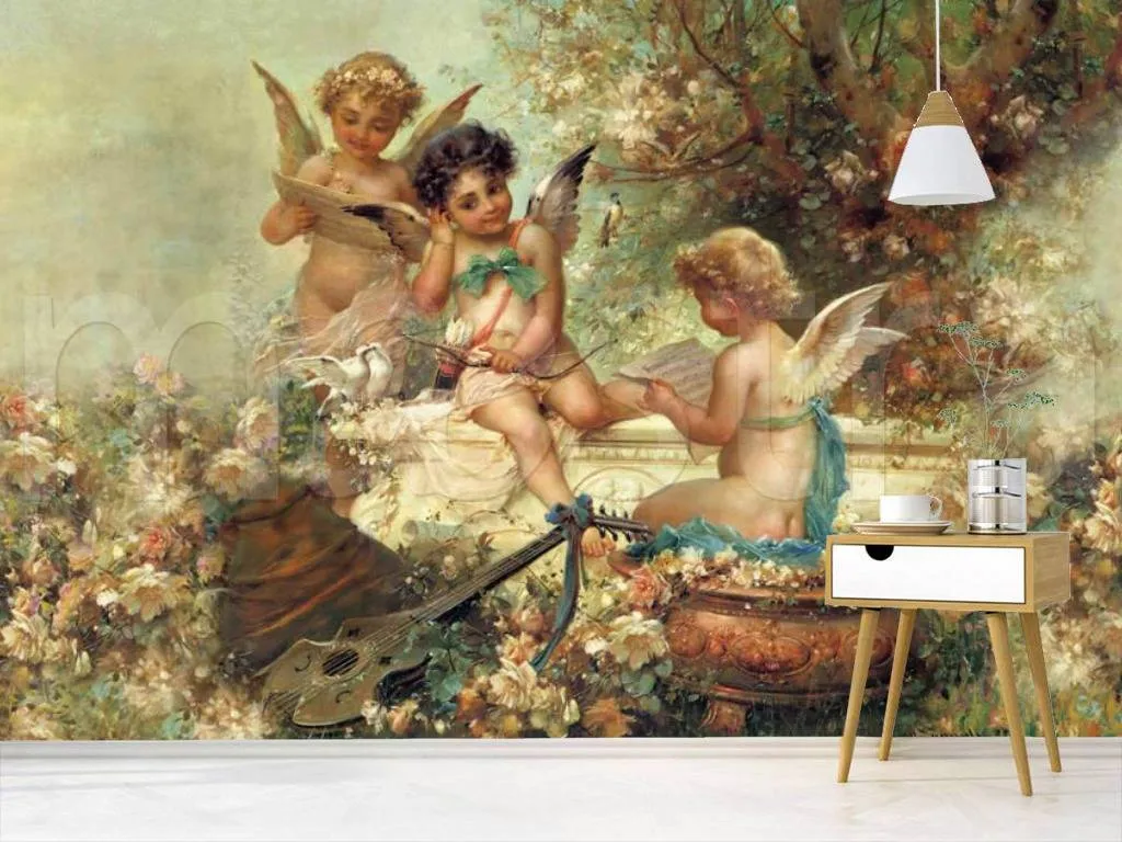 Фотообои в интерьере три ангела . ханс зацка.  1-023 фото