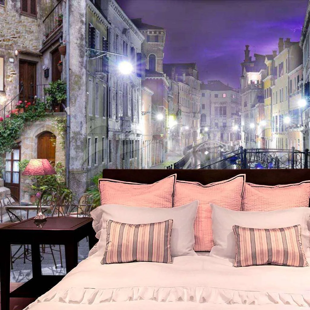 Фотообои Ночной городок с каналами  6-077