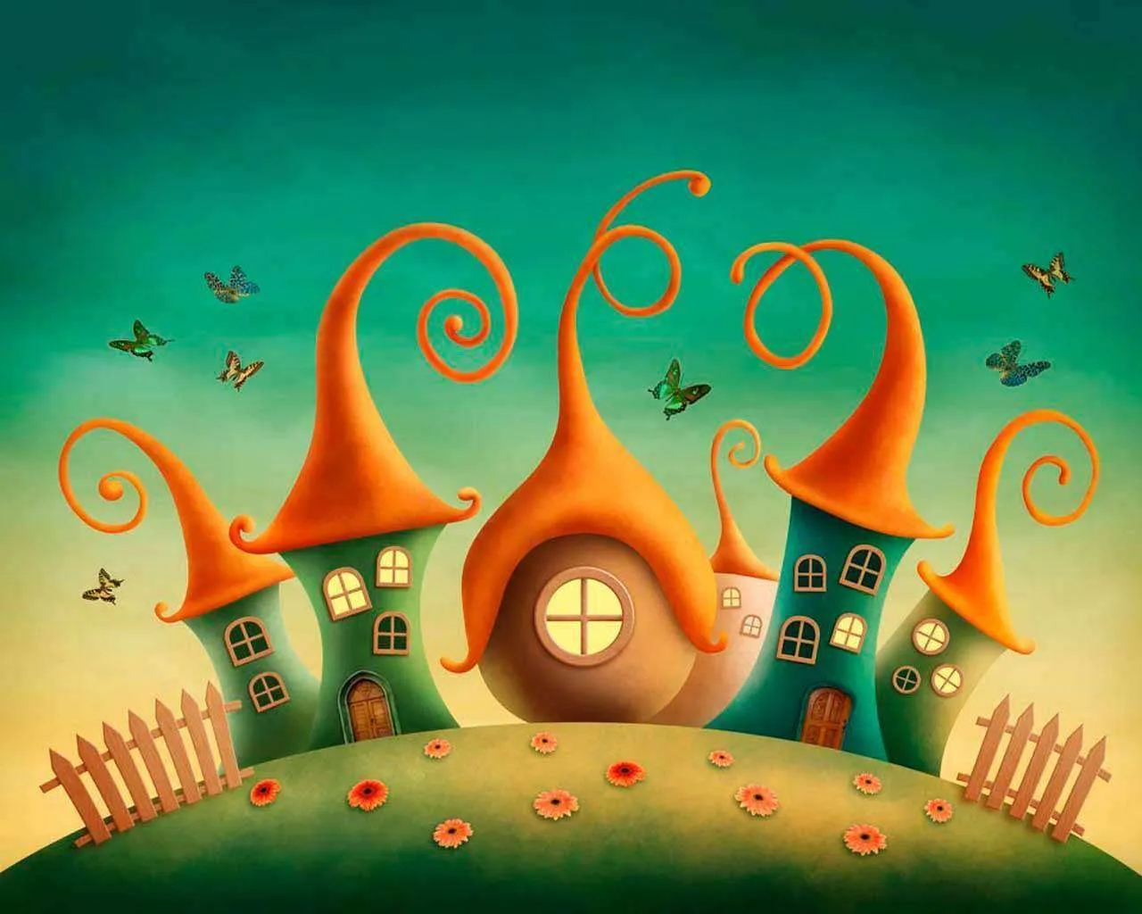 Фотообои в интерьере домики гномиков  12-353 фото