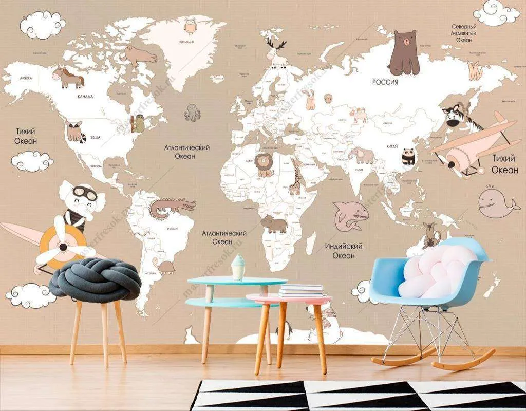 Фотообои Бесшовные обои на стену:  Бежевая карта. Артикул: 13-163  