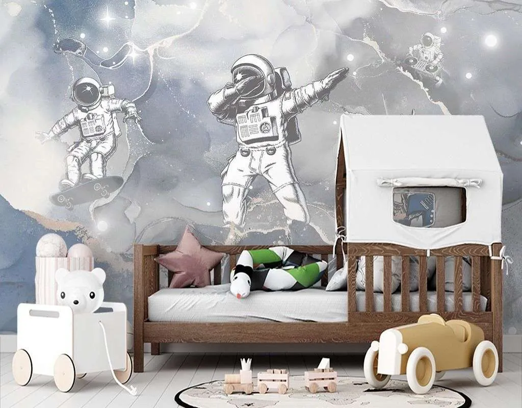 Фотообои в интерьере детские. космонавты в космосе  12-1630 фото
