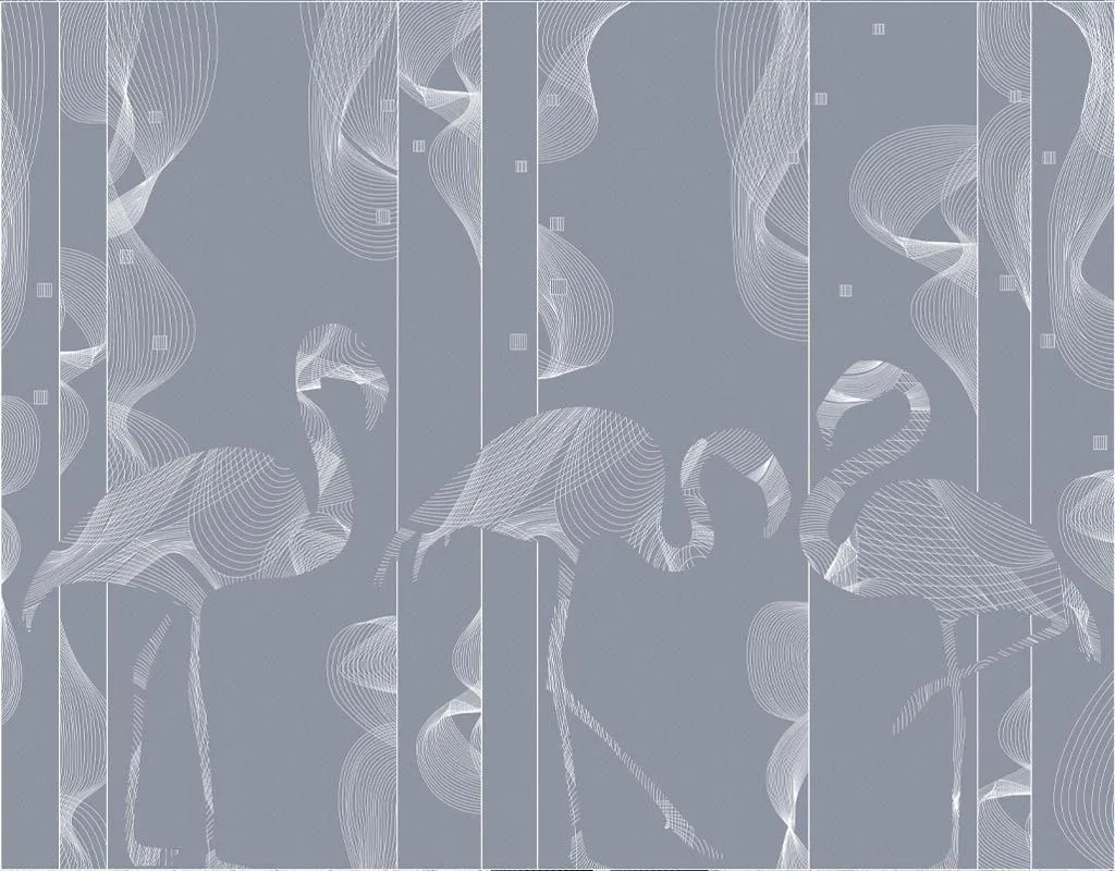 Фотообои в интерьере фламинго линии  14-792 фото