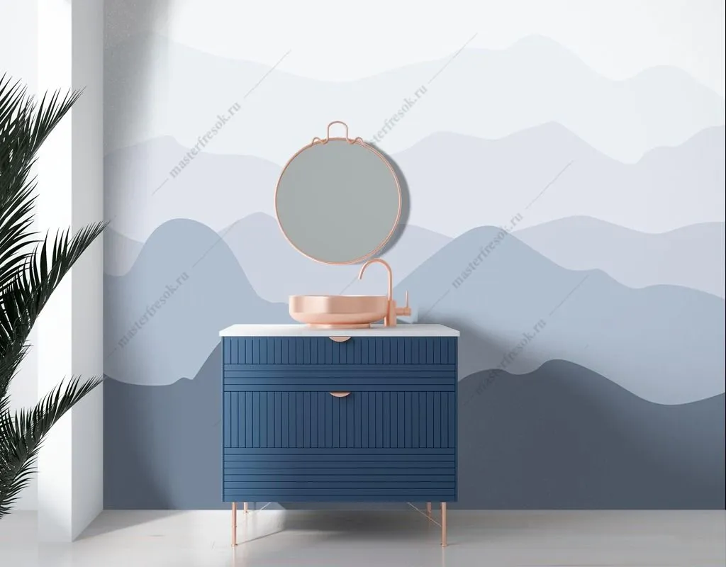 Фотообои в интерьере серо-голубые холмы  14-472 фото