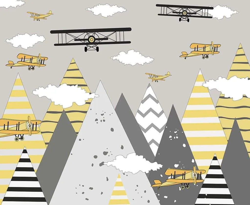 Фотообои в интерьере горы детские яркие желтые  14-694 фото