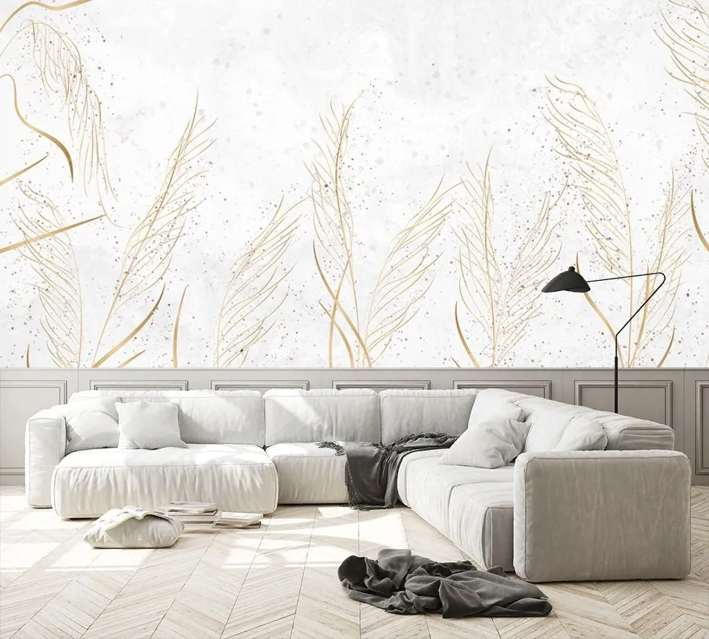 Фотообои в интерьере ветви золотистые  9-2094 фото