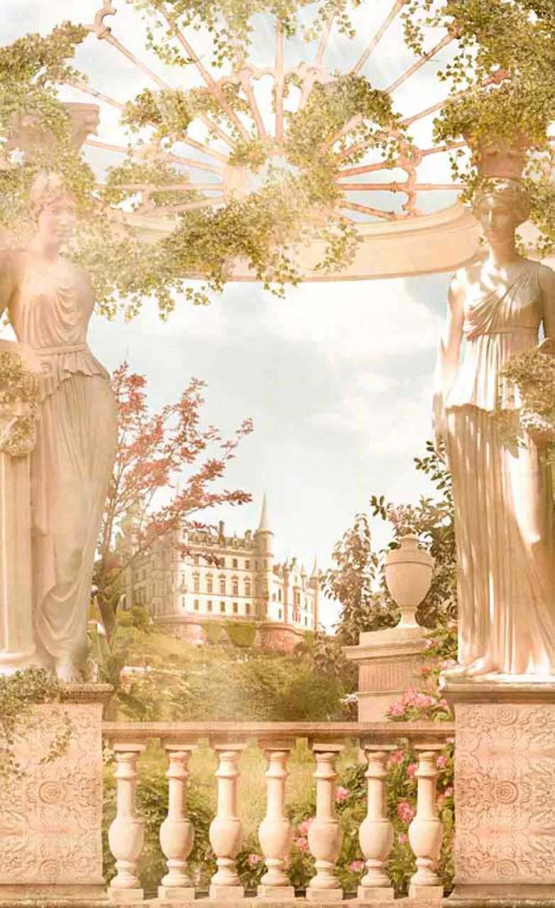 Фотообои в интерьере бежевый классический сюжет  11-181 фото