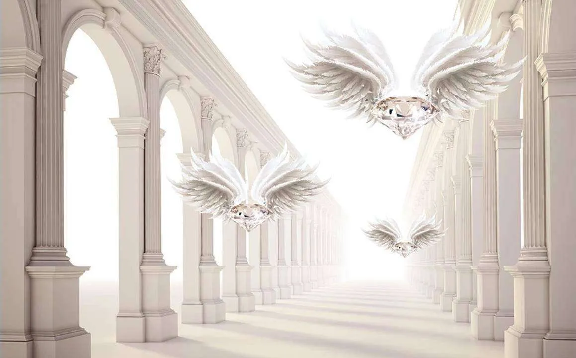 Фотообои в интерьере 3д колонны в тоннеле  15-448 фото