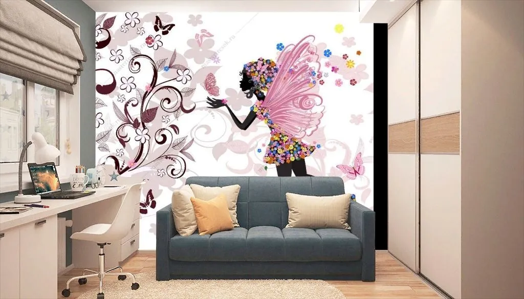 Фотообои в интерьере фея и цветы  12-1261 фото