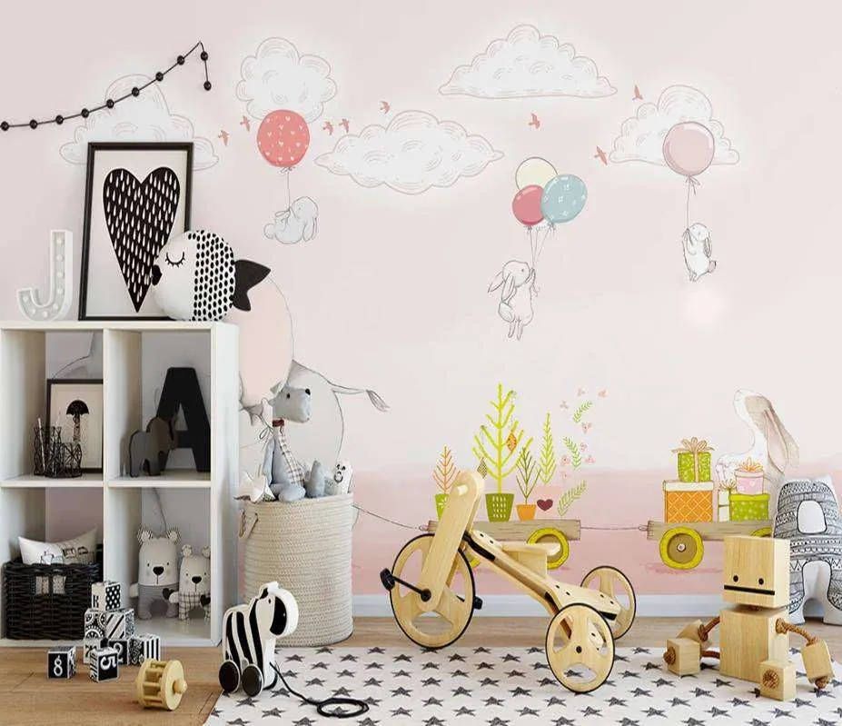 Фотообои в интерьере слоник и кролики  15-140 фото