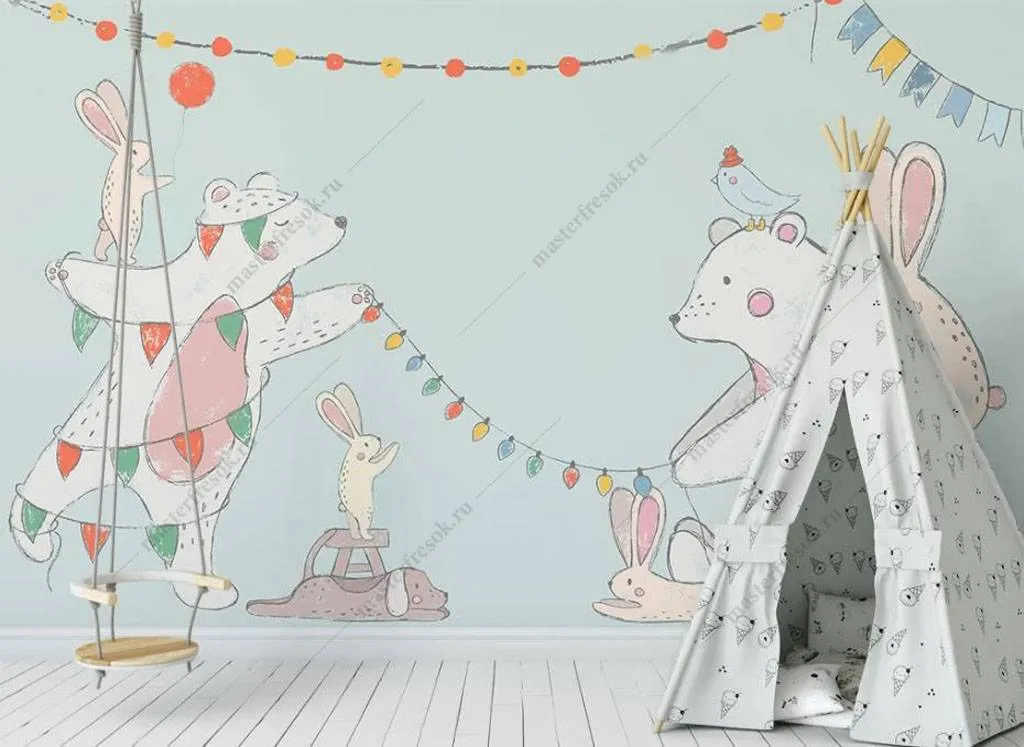 Фотообои Рождественские мишки  16-039