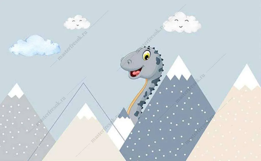 Фотообои в интерьере веселый динозавр  15-880 фото