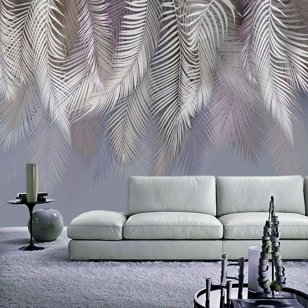 Фотообои в интерьере листья пальмы пушистые  13-245 фото