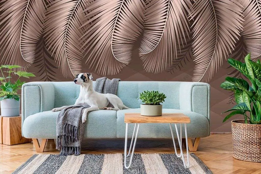 Фотообои в интерьере пальмовые ветви свисающие  9-1644 фото