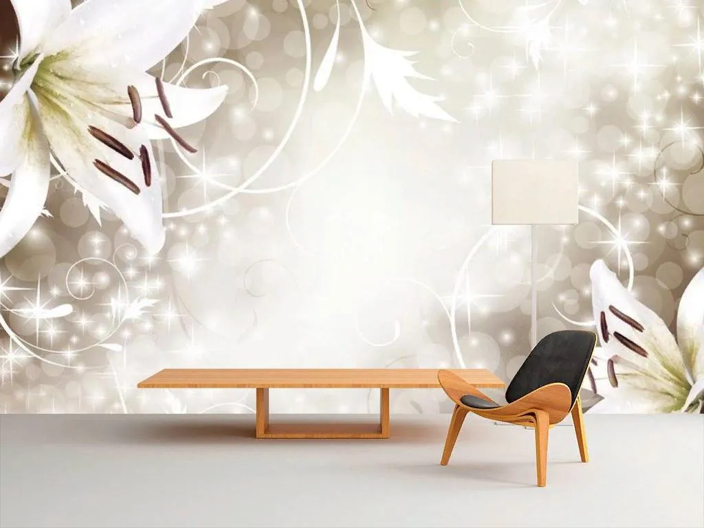 Фотообои в интерьере лилии цветы  15-738 фото