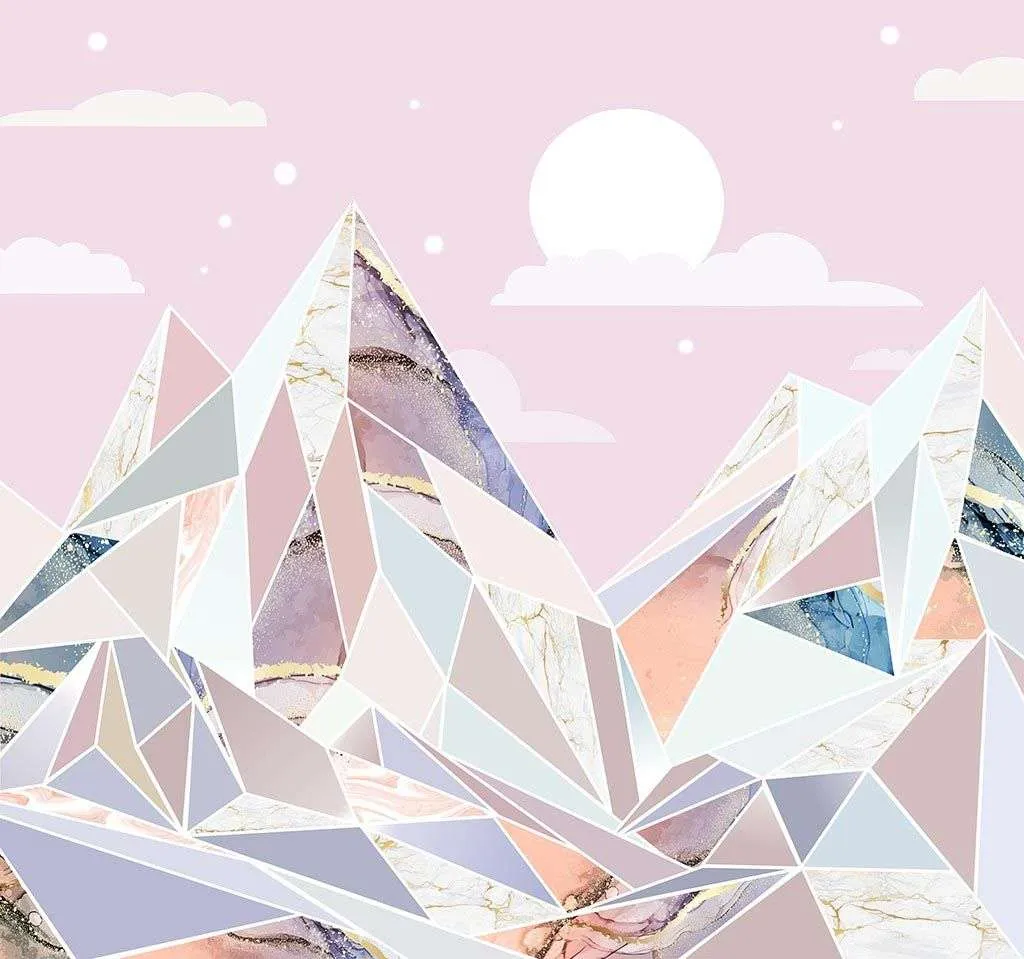 Фотообои в интерьере хрустальные розовые горы для девочки  12-1538 фото