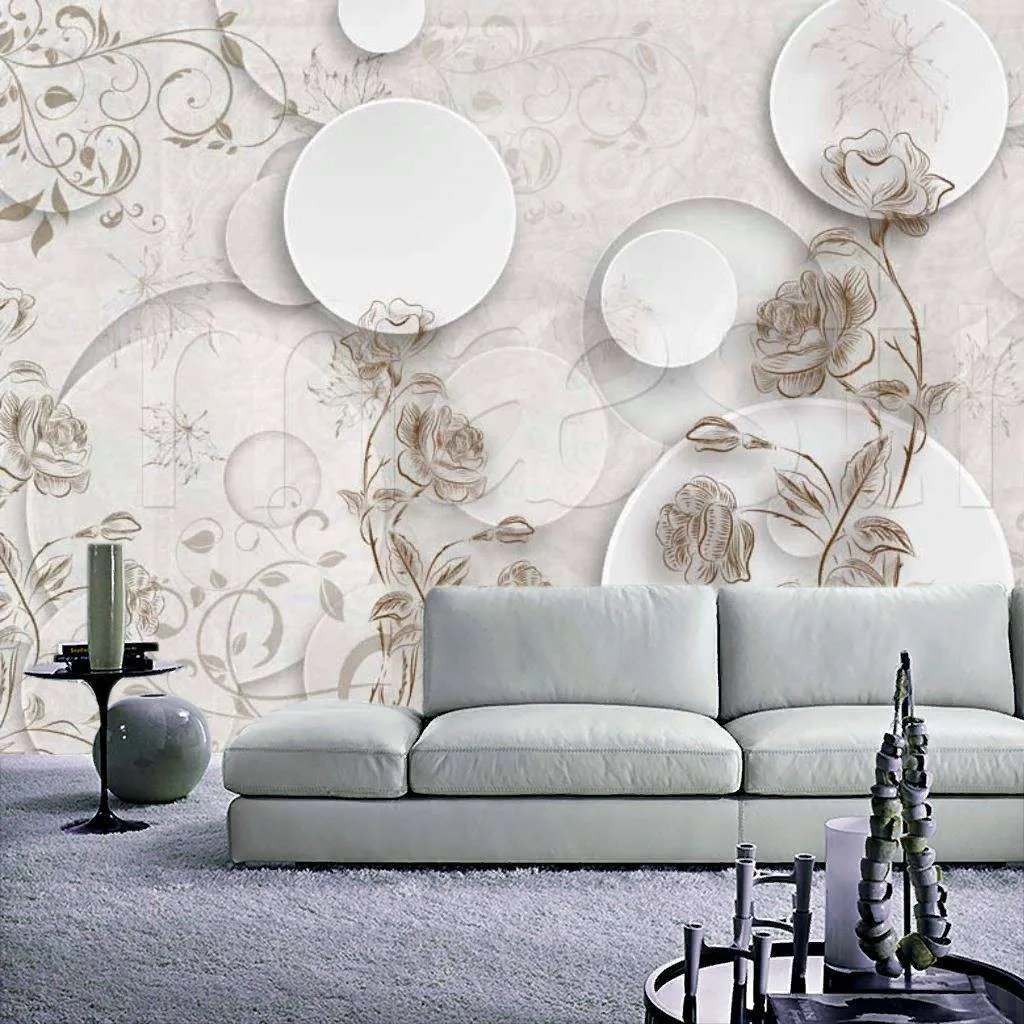 Фотообои в интерьере 3д графика с шарами и розами  7-830 фото