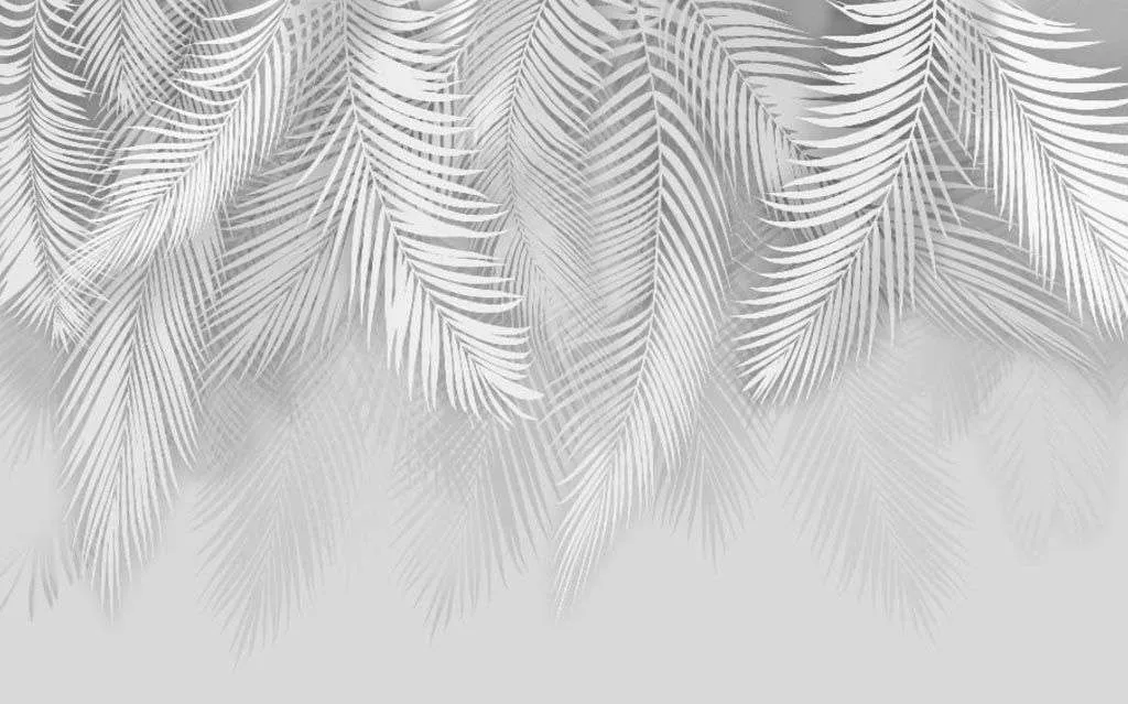 Фотообои в интерьере светлые листья пальмы  10-770 фото