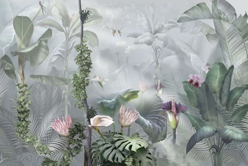 Фотообои в интерьере тропические растения яркие  13-599 фото